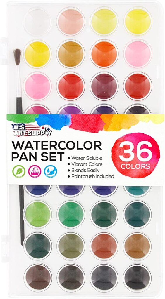 U.S. Art Supply 36 Color Watercolor Artist Paint Set